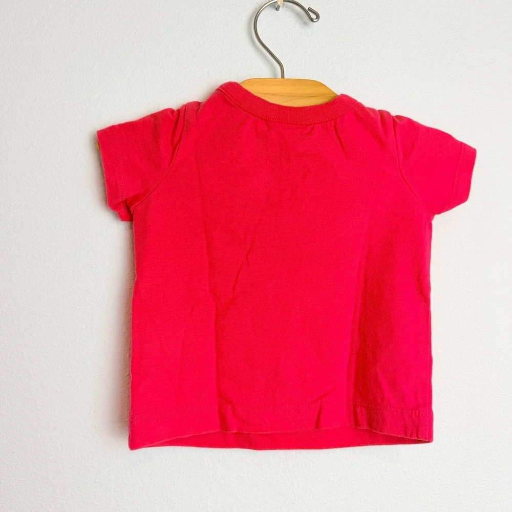 Hanna Andersson Pink Zebra Embroidered Short Sleeve T-Shirt 60cm US 3-6 Months